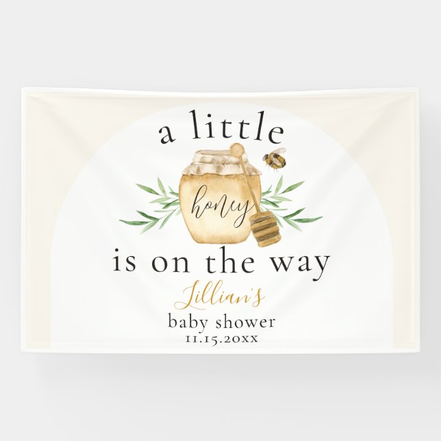 Little Honey On The Way Bee Baby Shower Banner (Horizontal)