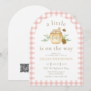 Little Honey On The Way Bee Pink Baby Shower QR Einladung