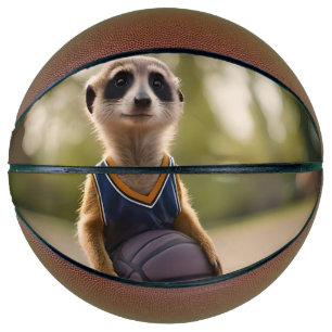 Little Hoop Star: Baby Meerkat Holding Basketball