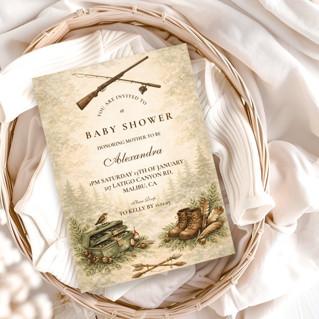 Little Hunter Woodland Adventure Baby Shower Einladung (Von Creator hochgeladen)