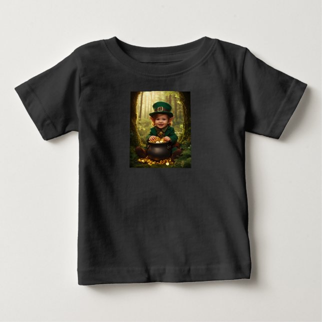 Little Irish Leprechaun & Gold Cauldron Baby T-shirt (Vorderseite)