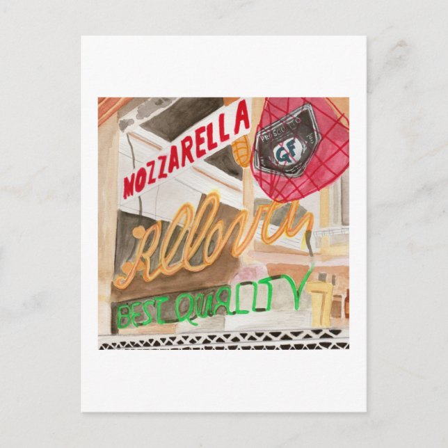 Little Italy Deli Window Watercolor Postkarte (Vorderseite)