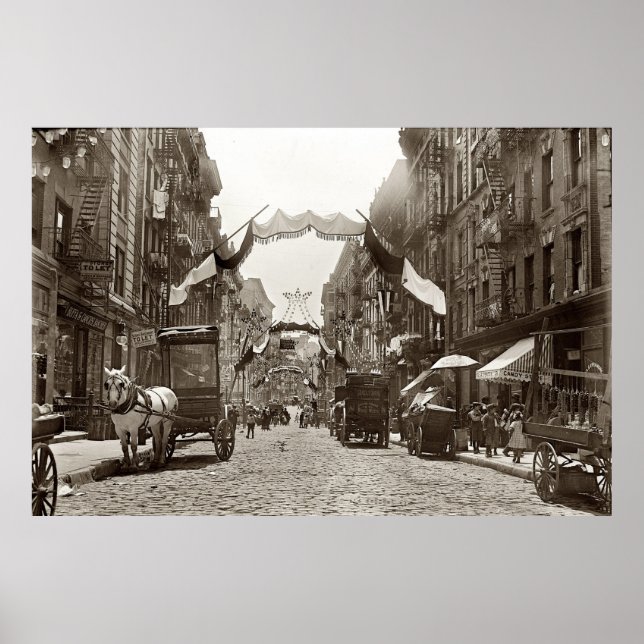 Little Italy Mott Street NYC Fotograph (1908) Poster (Vorne)