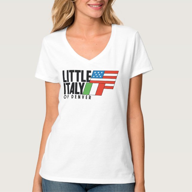 Little Italy of Denver 80er Retro WHITE / Neck T-Shirt (Vorderseite)