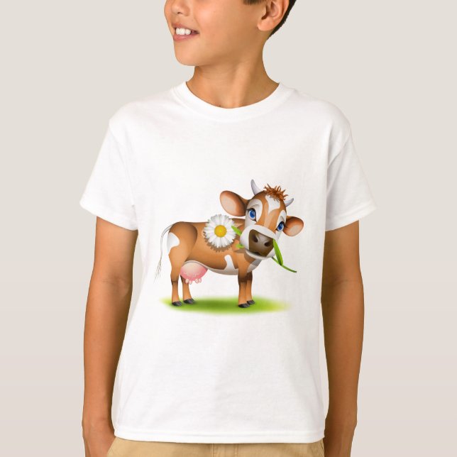 Little Jersey Kuh frisst Disy T-Shirt (Vorderseite)