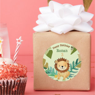 Little Jungle Prince Lion Birthday Runder Aufkleber
