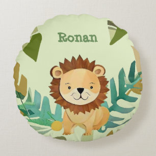 Little Jungle Prince Lion Birthday Rundes Kissen