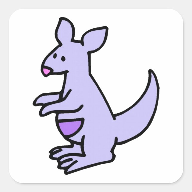 Little Kangaroo Quadratischer Aufkleber (Vorderseite)