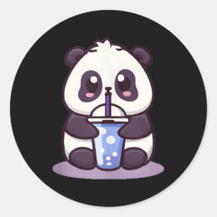 Little Kawaii Panda trinkt Boba Tea Anime Runder Aufkleber