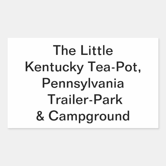 Little Kentucky-Teapot, Pa. Hankamer Artjunkhaus Rechteckiger Aufkleber (Vorderseite)