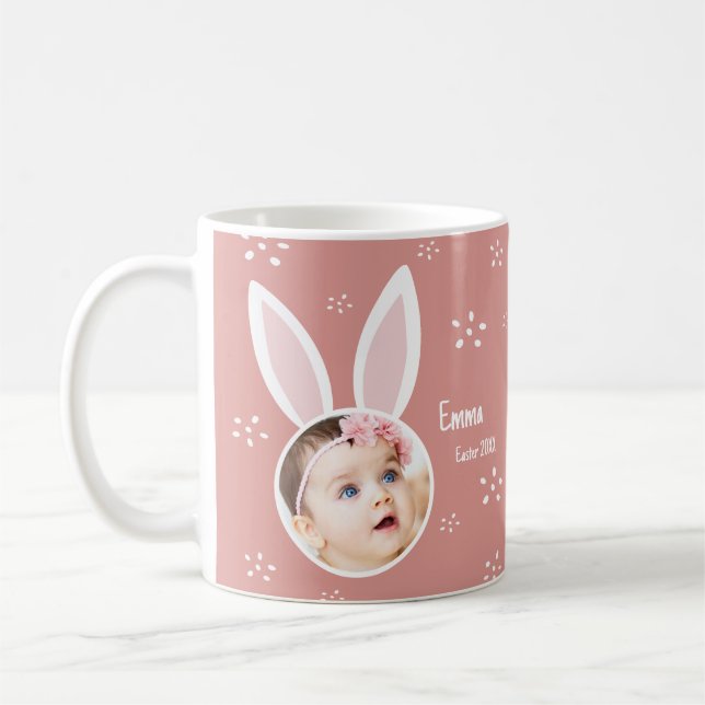 Little Kid Foto mit sonnigen Ohren + Osterpinke be Kaffeetasse (Links)