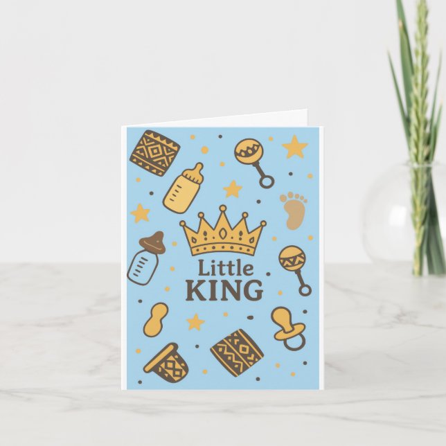 Little King Baby Dusche Einladung (Vorderseite)