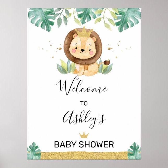 Little King Lion Crown Baby Dusche Begrüßungszeich Poster (Vorne)