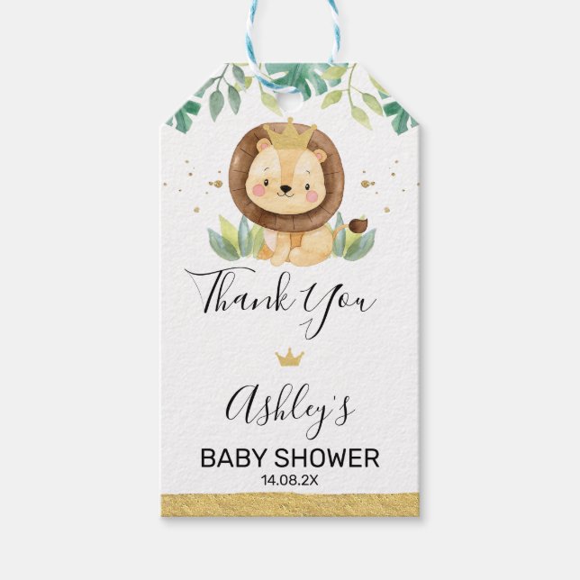 Little King Lion Crown Baby Shower Geschenkanhänger (Vorderseite)