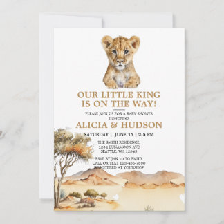 Little King Lion Cub Safari Baby Dusche Einladung