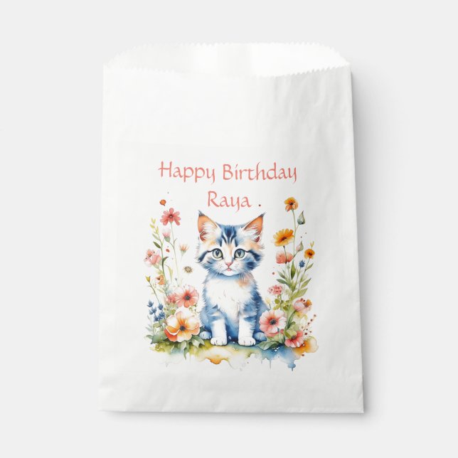 Little Kitten Girl's Birthday Party Personalisiert Geschenktütchen (Vorderseite)