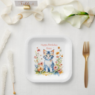 Little Kitten Girl's Birthday Party Personalisiert Pappteller