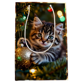 Little Kitten on Christmas Tree   Mittlere Geschenktüte