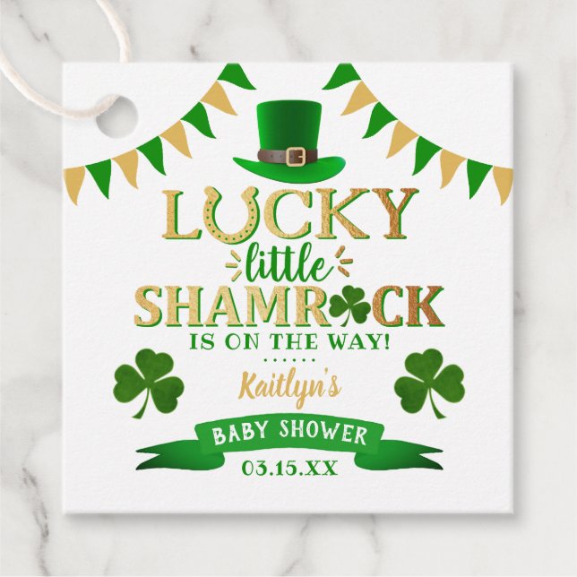 Little Kleeblatt St. Patrick's Day Baby Shower Geschenkanhänger (Vorderseite)
