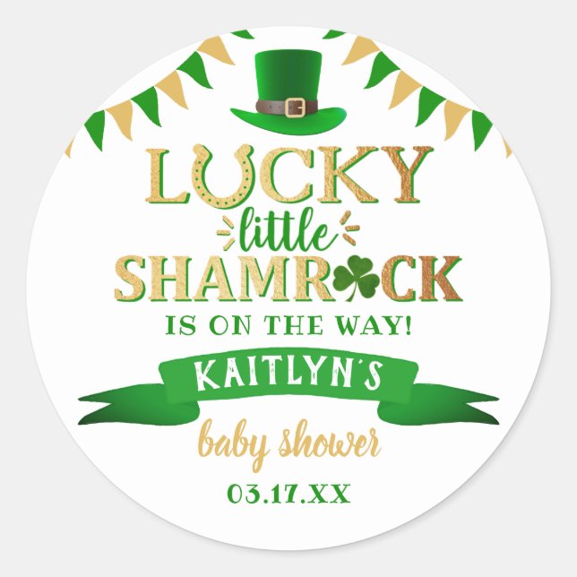 Little Kleeblatt St. Patrick's Day Baby Shower Runder Aufkleber (Vorderseite)