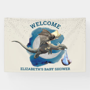 Little Knight Dragon Silver Star Baby Dusche Banner