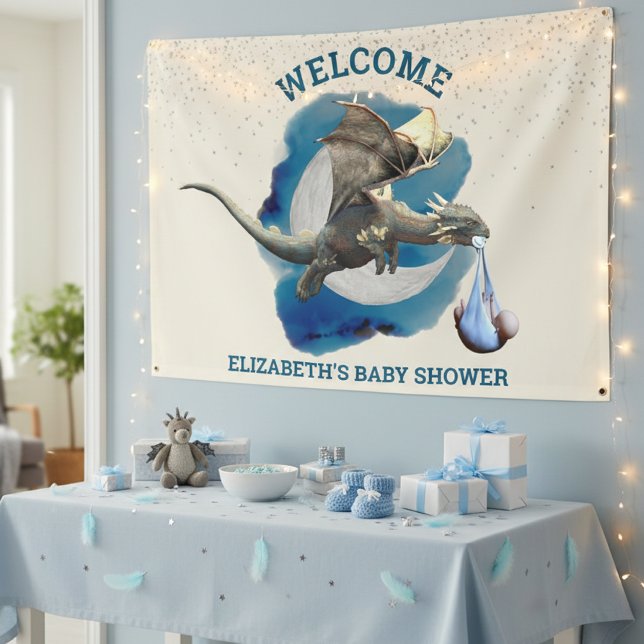 Little Knight Dragon Silver Star Baby Dusche Banner (Von Creator hochgeladen)