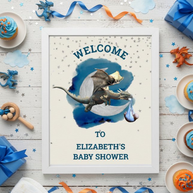  Little Knight Dragon Silver Star Baby Shower   Poster (Von Creator hochgeladen)