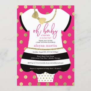 Little Lady Baby Shower Einladung, Imitate Glitzer Einladung