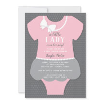 Little Lady Baby Shower Einladung, pink, grau