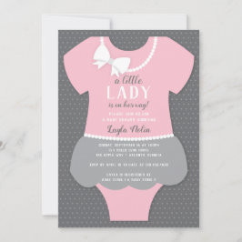 Little Lady Baby Shower Einladung, pink, grau Einladung