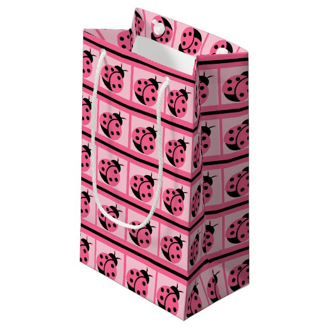 "Little Lady Bug" (banded) Geschenktasche Kleine Geschenktüte (Vorderseite Schrägansicht)