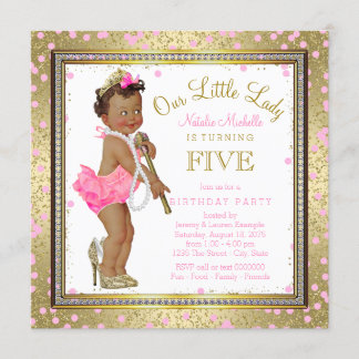 Little Lady Girls 5th Birthday Party Ethnic Girl Einladung