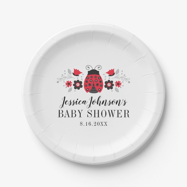 Little Lady Ladybug Babydusche Papierplatte Pappteller (Vorderseite)