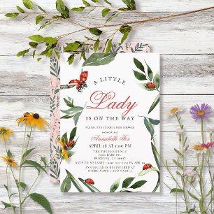 Little Lady Ladybug & Blätter Girl Baby Dusche Einladung