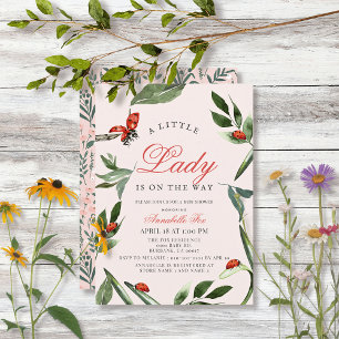 Little Lady Ladybug & Blätter Girl Baby Dusche Einladung