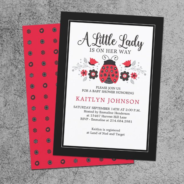 Little Lady Ladybug Girl Babydusche Einladung (Von Creator hochgeladen)
