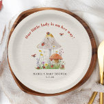 Little Lady Ladybug Mushroom Blume Babydusche Pappteller<br><div class="desc">Nature Storybook Märchenseite inspiriert Babydusche Thema mit Illustration von zwei Pilzen umgeben von Ladybugs und Wildblumen.</div>