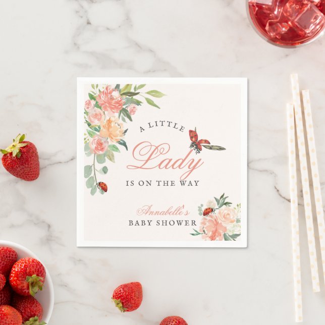 Little Lady Ladybug Roses Girl Baby Shower Serviette (Beispiel)