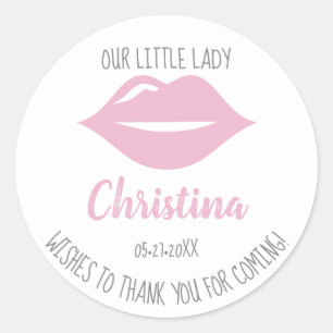 Little Lady Lips zum ersten Geburtstag Runder Aufkleber