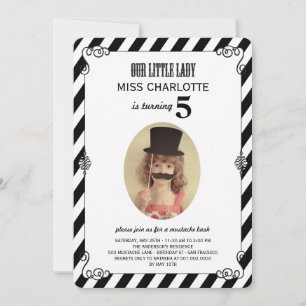Little Lady Mustache Bash Birthday Foto Einladung
