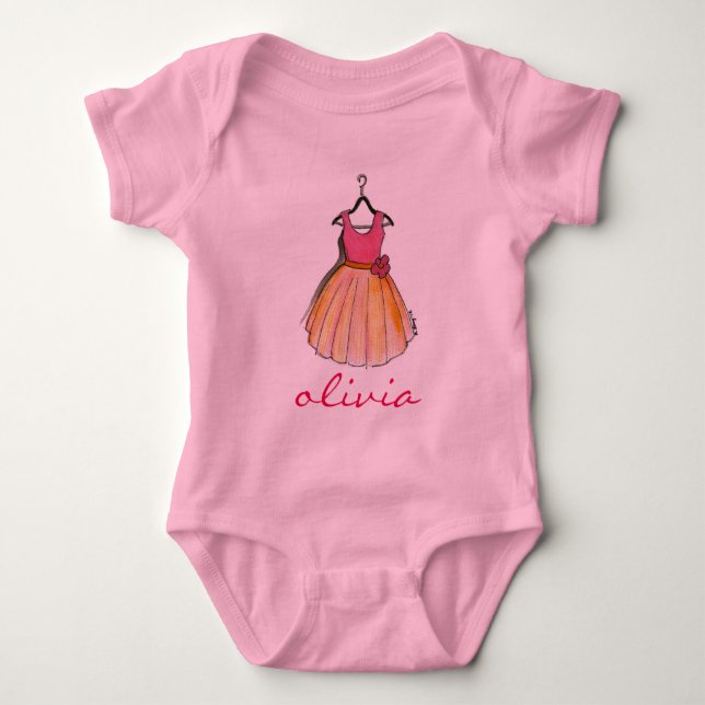 Little Lady Personalisiert Pink Hübsches Party Kle Baby Strampler (Vorderseite)