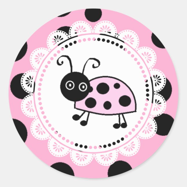 Little Lady Pink Ladybug Runder Aufkleber (Vorderseite)