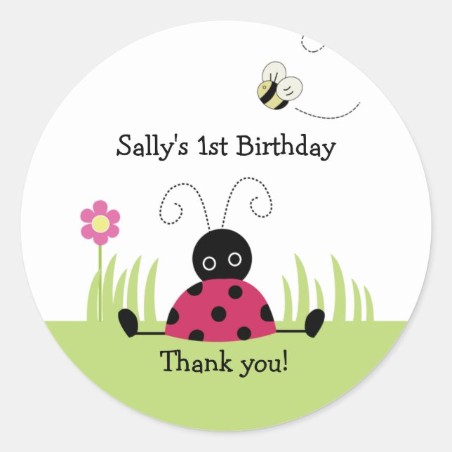 Little Ladybug Gevor Sticker Baby Shower Geburtsta (Vorderseite)