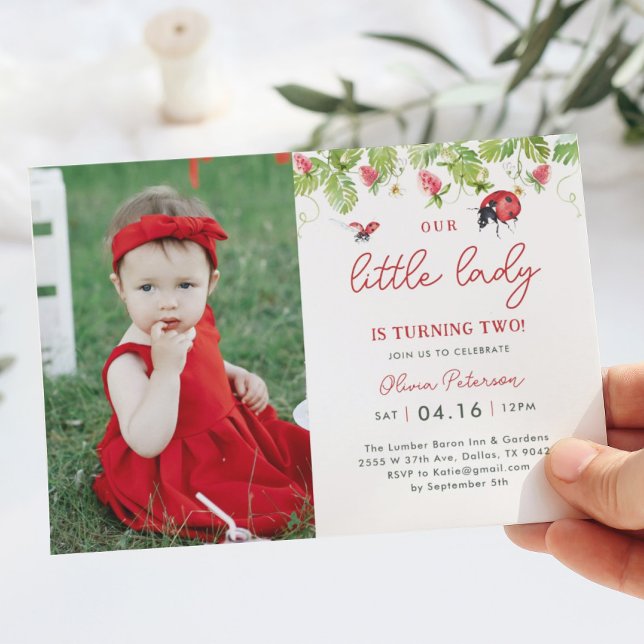 Little Ladybug Girl Birthday Party Foto Einladung (Von Creator hochgeladen)
