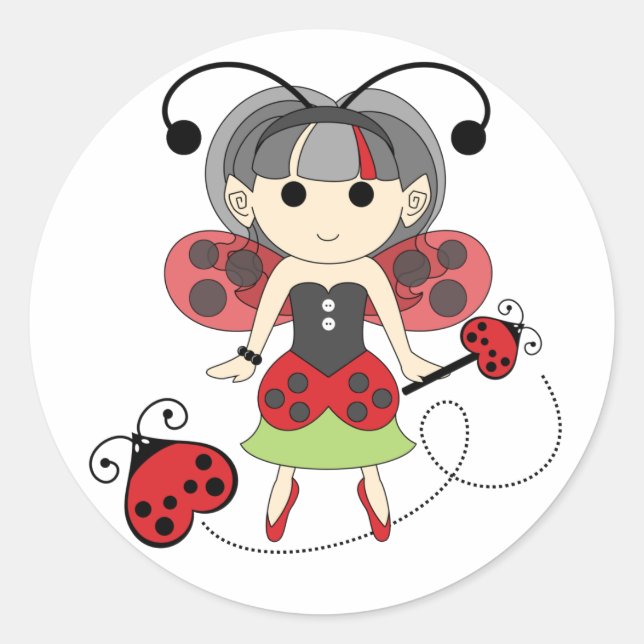 Little Ladybug Girl Fairy Bug Stickers (Vorderseite)