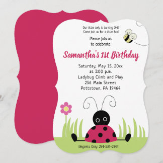 Little Ladybug Girl Geburtstag Einladung Die Cut