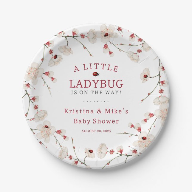 Little Ladybug Girl Vintag Pappteller (Vorderseite)