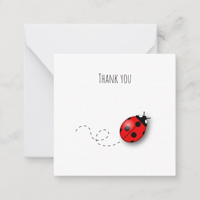 Little Ladybug Mini Danke Note Card Mitteilungskarte (Vorderseite)