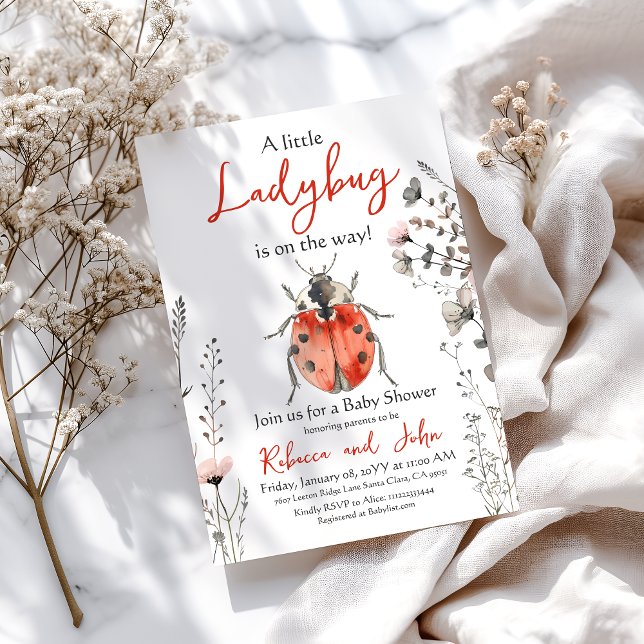 Little Ladybug Red Floral Girl Baby Dusche Einladung (Von Creator hochgeladen)