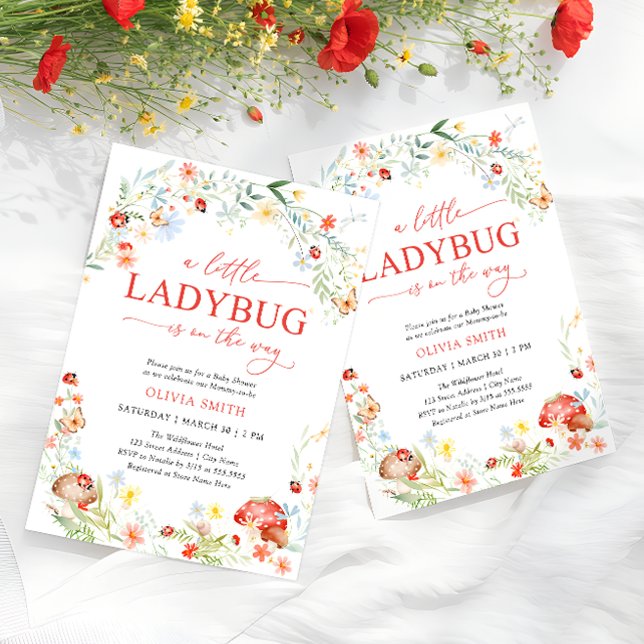 Little Ladybug Wildflower Girl Baby Shower Einladung (Von Creator hochgeladen)